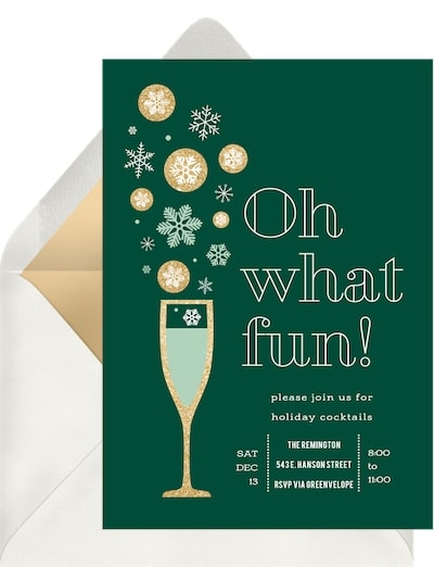 Christmas dinner invitation: Bubbly and Snow Invitation