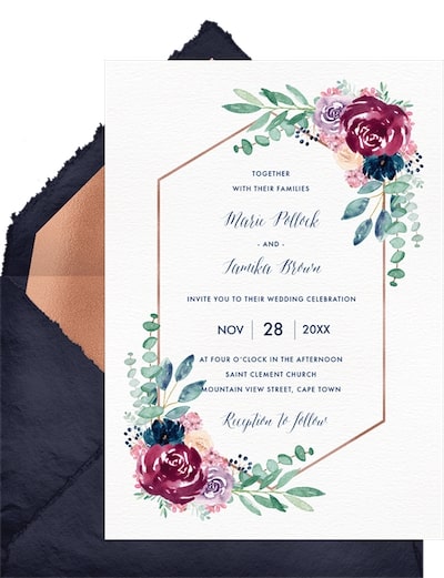 Burgundy Blossoms Invitation