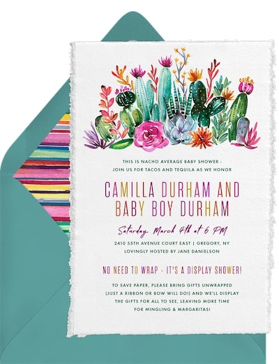 Baby shower invitations girl: Cactus Blossoms Invitation