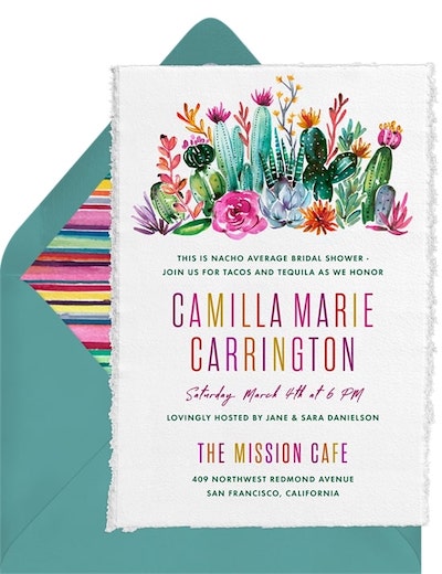 Bridal shower themes: Cactus Blossoms Invitation
