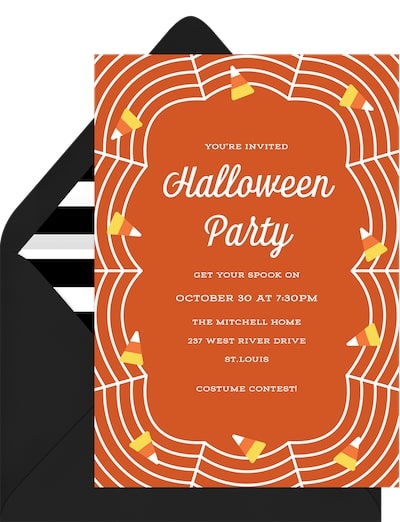 Halloween themes for work: Candy Corn Web Invitation