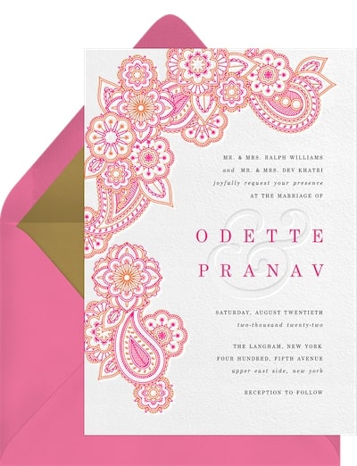 Cascading Paisley Invitation