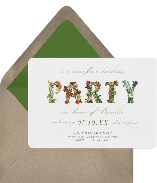 Birthday invitations templates: Celebration in Bloom Birthday Invitation