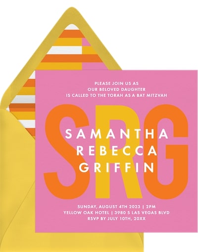 Center Stage Initials Invitation