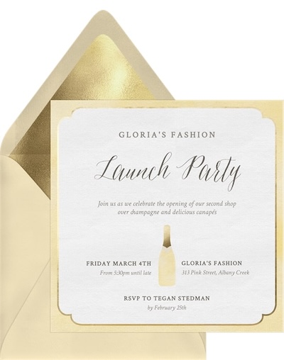 Launch party: Champagne Accent Invitation