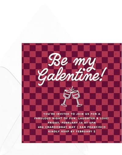 Galentine party ideas: Checkerboard Cheers Invitation