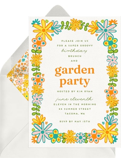 Cheery Folk Floral Invitation