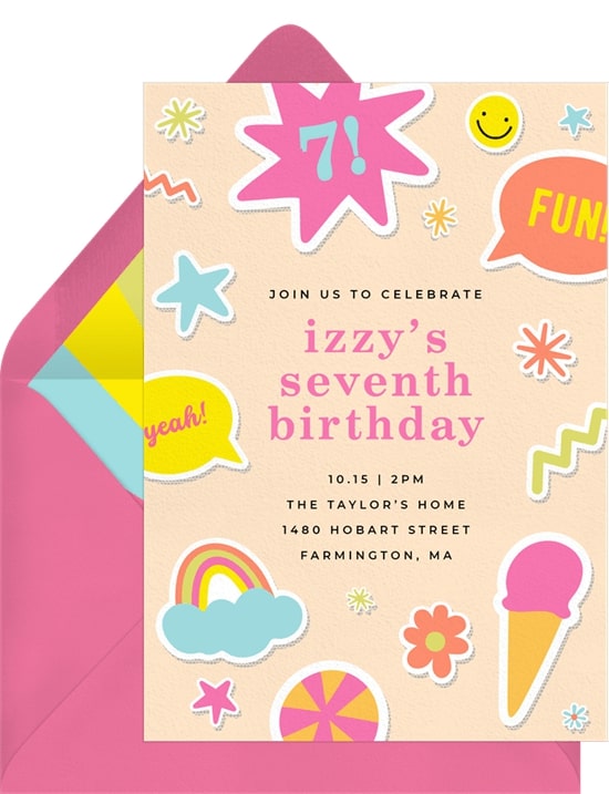 Rainbow birthday party: Cheery Stickers Invitation