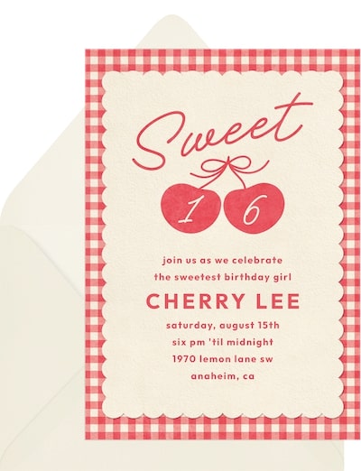 Sweet 16 invitation ideas: Cherry Sweet Invitation