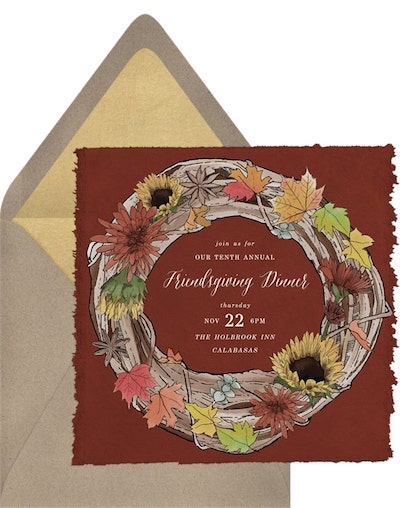 Classic Autumn Wreath Invitation