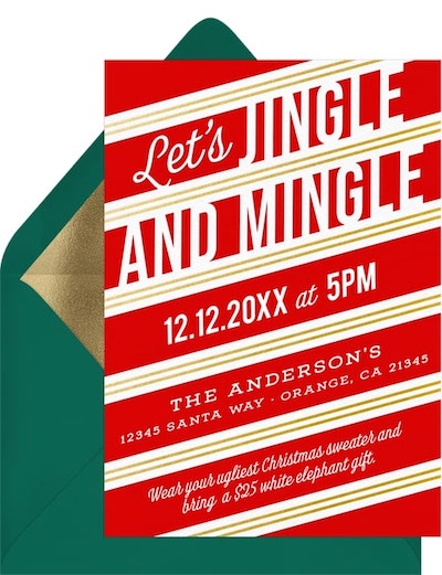 Christmas theme ideas: Classic Candy Cane Stripes Invitation