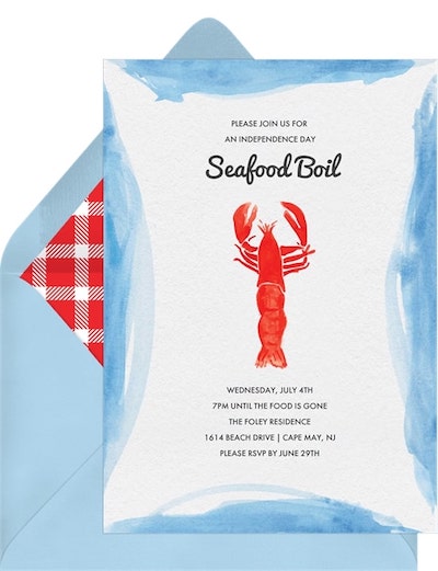4th of July activities for adults: Classic Crustacean Invitation