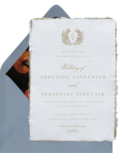 Traditional wedding: Classic Laurel Wreath Invitation
