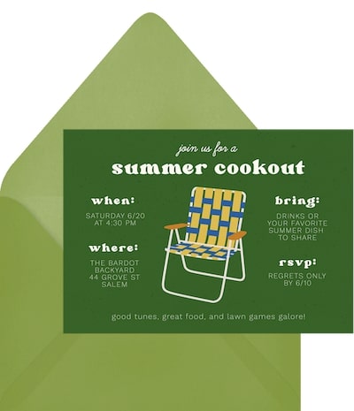 Classic Lawn Chair Invitation