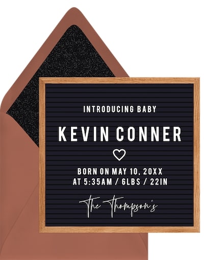 Birth announcement ideas: Classic Letterboard Announcement
