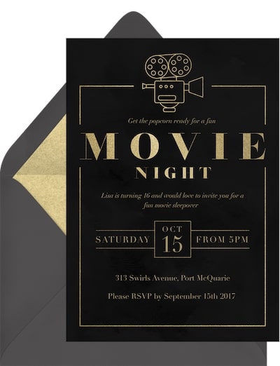 50th birthday party ideas for men: Classic Movie Night Invitation