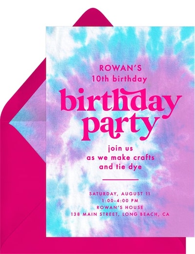 Gender reveal themes: Classic Tie Dye Invitation