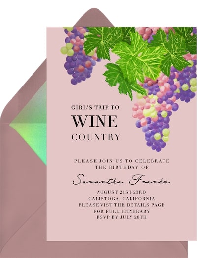 Summer birthday party ideas: Classic Wine Country Invitation