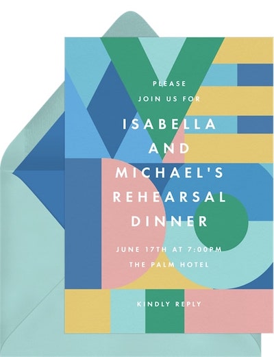 Rehearsal dinner decorations: Color Block We Do Invitation