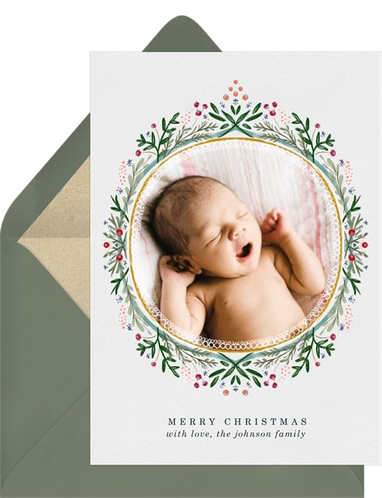 Colorful Folk Wreath Card