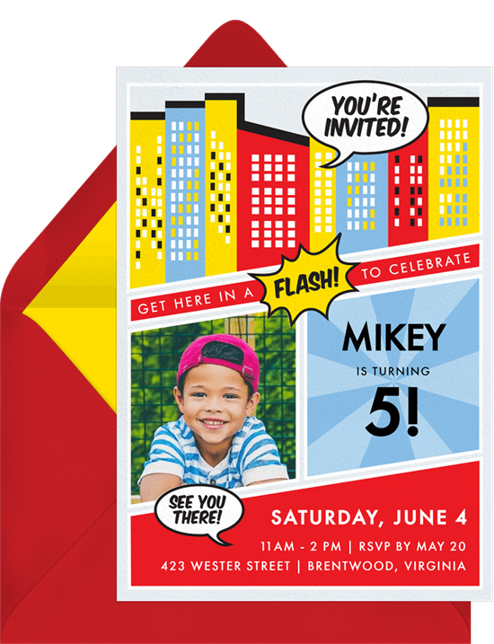 Superhero birthday party: Comic Book Invitation
