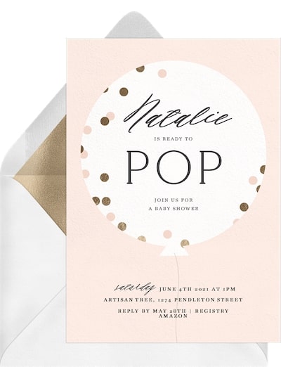 Baby shower decorations: Confetti Balloon Invitation