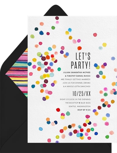 Wedding reception ideas: Confetti Burst Invitation