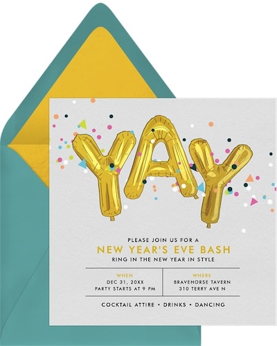 New years invitations: Confetti Celebration Invitation