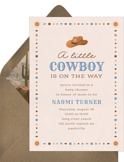 Cowboy theme baby shower: Country Cutie Invitation