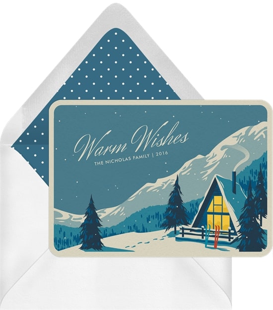 Holiday greetings: Cozy Ski Chalet Greetings Card
