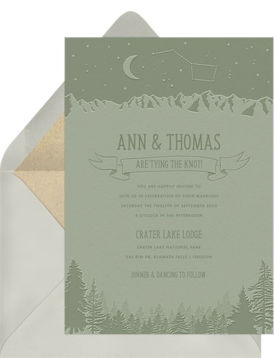 Destination wedding invitations: Crater Lake Invitation