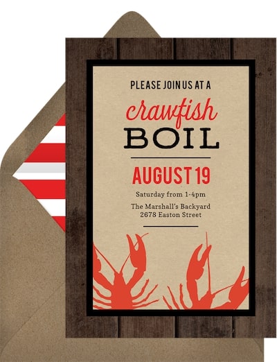 Family reunion invitations: Crawfish Boil Invitation