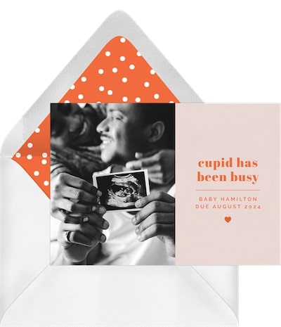 Valentine's Day pregnancy announcement: Cupid Has Been Busy Announcement