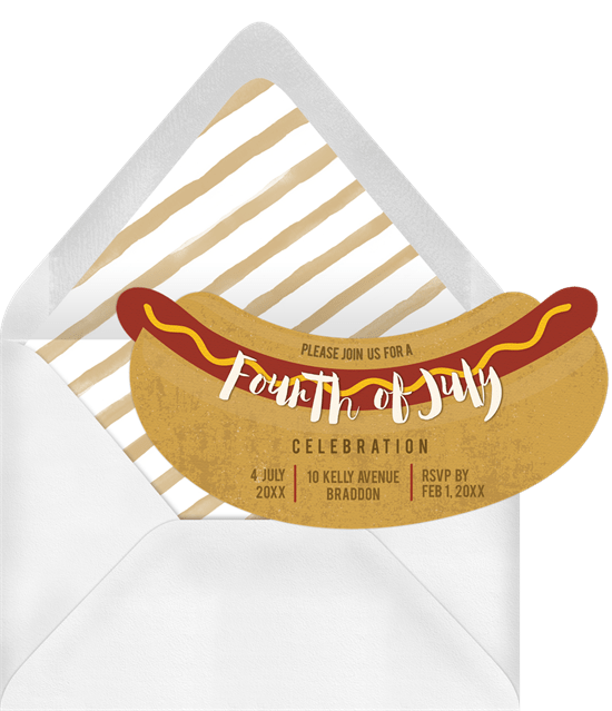 4th of July party ideas: DIY hotdog stall invitation from Greenvelope