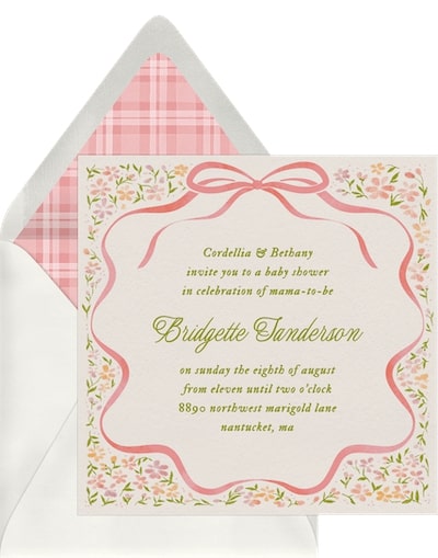 Coquette invitation: Dainty Floral Handkerchief Invitation