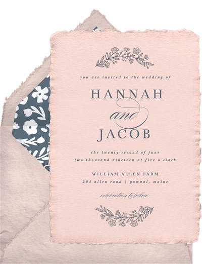 Navy blue wedding: Dainty Floral Invitation