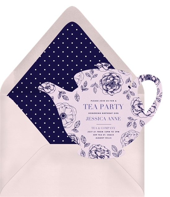 2nd birthday party ideas: Dainty Teapot Invitation
