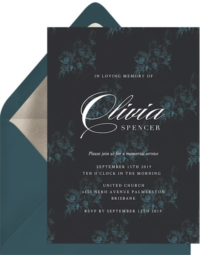 Celebration of life invitations: Dark Florals Invitation