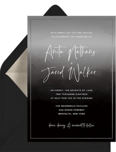 Gothic wedding invitations: Dark Ombre Watercolor Invitation