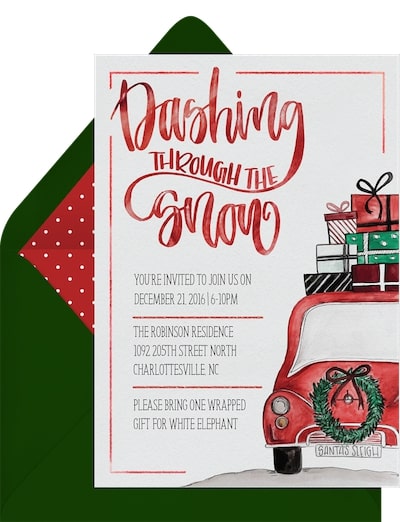 Dashing Through the Snow Invitation