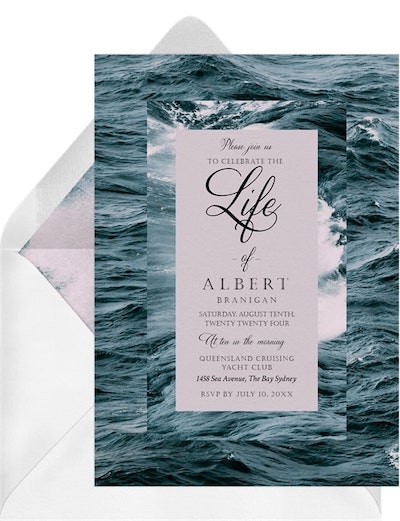 Funeral invitation: Deep Blue Sea Invitation