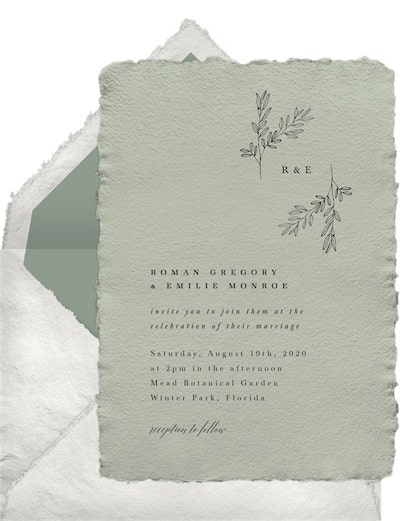 Delicate Botanical Monogram Invitation