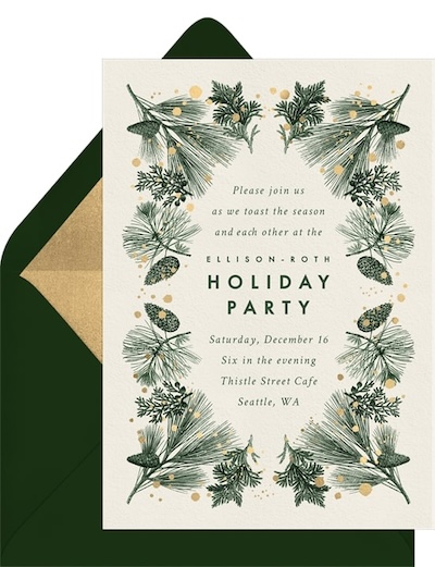 Delicate Evergreen Border Invitation