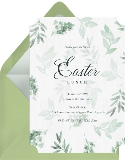 Easter cards: Delicate Leaves Invitation