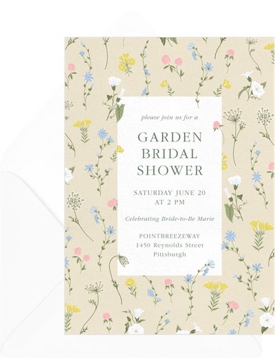 Bridal shower theme ideas: Delicate Wildflowers Invitation