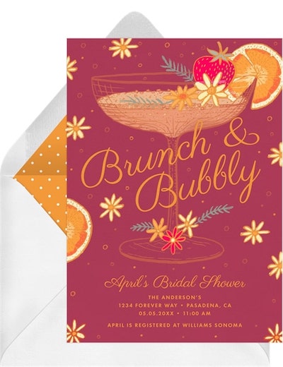 Bridal shower themes: Delightful Champagne Coupe Invitation