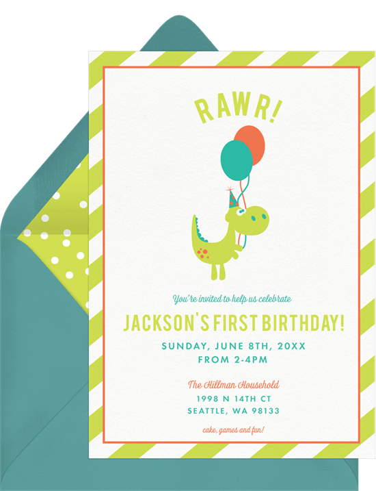 Dinosaur birthday invitations: Dino Rawr Invitation