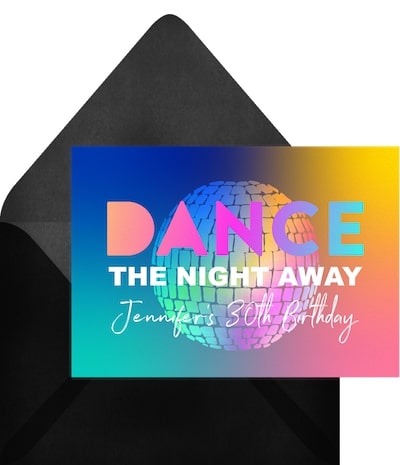 Neon party ideas: Disco Dance Party Invitation