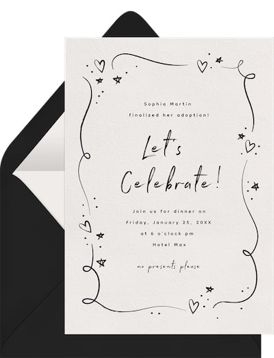Adoption party ideas: Doodle Hearts and Stars Invitation
