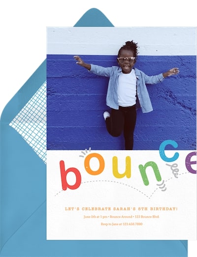 5th birthday party ideas boy: Double Bounce Photo Invitation